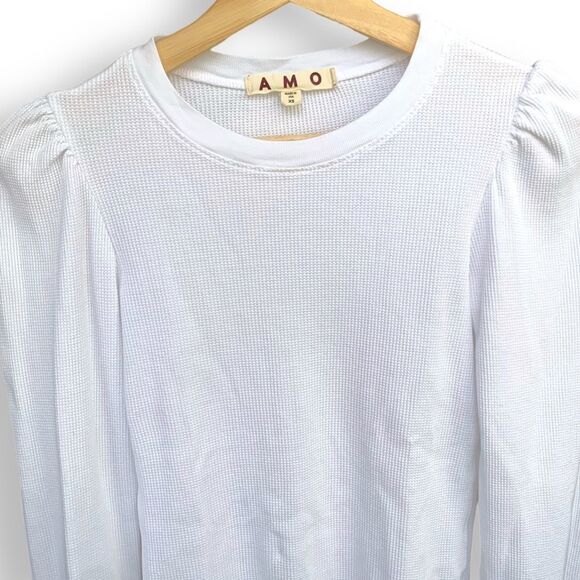 AMO Puff Sleeve Shirt Thermal Long Sleeve Top Tee - Picture 7 of 16